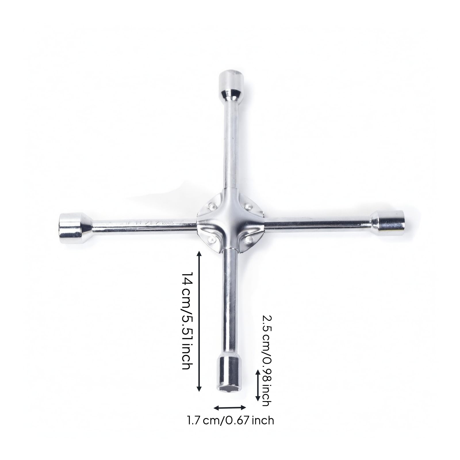 Llave Cruz Plegable Cruz de Tuercas de Ruedas de Superficie Moleteada para Agarre y Almacenamiento Compacto Adecuada para, Llave De Cruz De 14 Pulgadas Con Clip Para 17-19-21-23mm