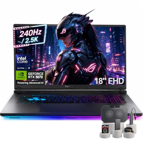 Image of ASUS ROG Strix G18 Gaming Laptop, 18 inch FHD 2.5K 240Hz /3ms Nebula Display, NVIDIA GeForce RTX 5070 Laptop AI, Intel 24-Core Ultra 9 275HX, 64GB DDR5 5600MHz, 2TB SSD, Wi-Fi 7, Win 11 Pro, RGB Backlit KB