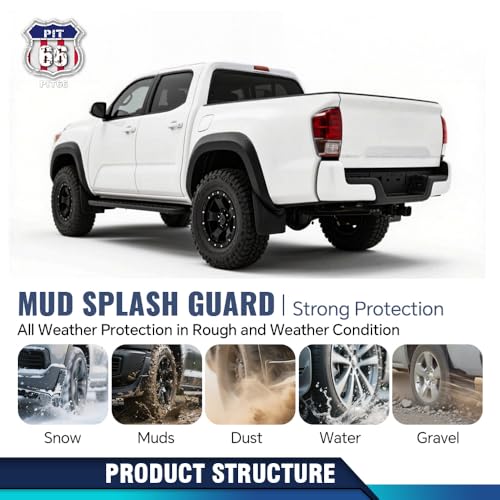 Image of PIT66 Front Rear Splash Mud Flaps Compatible with Toyota Tacoma 2016-2023 (Not Fit SR Models) 4Pcs Splash Guards Wheel Mudguards