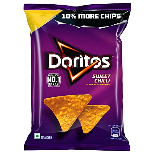 Image of Doritos Nacho Chips 53g /56g /60g /66g /71g, Sweet Chilli flavour, Crunchy Crispy Chips & Snacks (weight may vary)