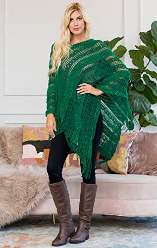 Image of RIAH FASHION Bohemian Sequin Glitter Shawl Wrap Poncho - Kimono Cardigan, Sparkly Metallic Mesh Scarf, Open Knit Crochet