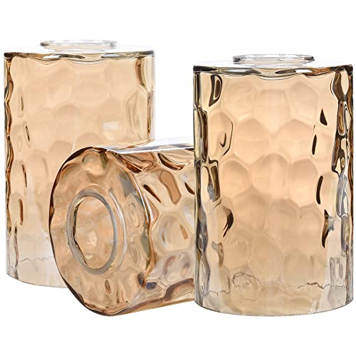 GoldSwift 3 Pack Amber Hammered Glass Lamp Shade Replacement, 6-1/16