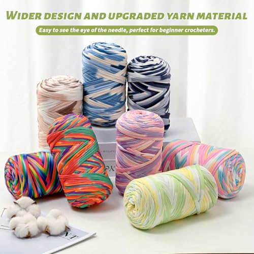 Image of 2 Pack Soft Tshirt Crochet Yarn, 800g /228yds High Elastic Hand Knitting Yarns, Thick T Shirt Yarn for Crocheting Bags, Baskets, Cushions, DIY Crafts(2 Green Apple)