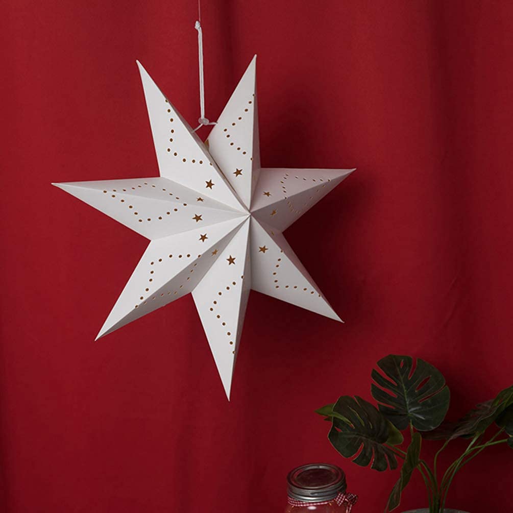 WINOMO 45cm Paper Star Lantern Lampshade Hollow Out Paper Star Lanterns for Christmas Xmas Wedding Party Home Hanging Decorations