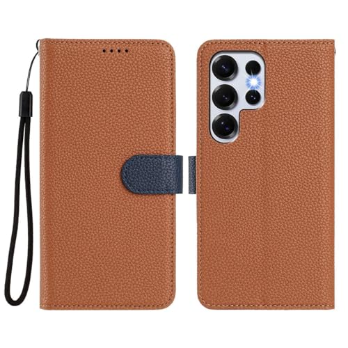 Étui Samsung Galaxy S21 Ultra portefeuille marron rabat magnétique housse cuir