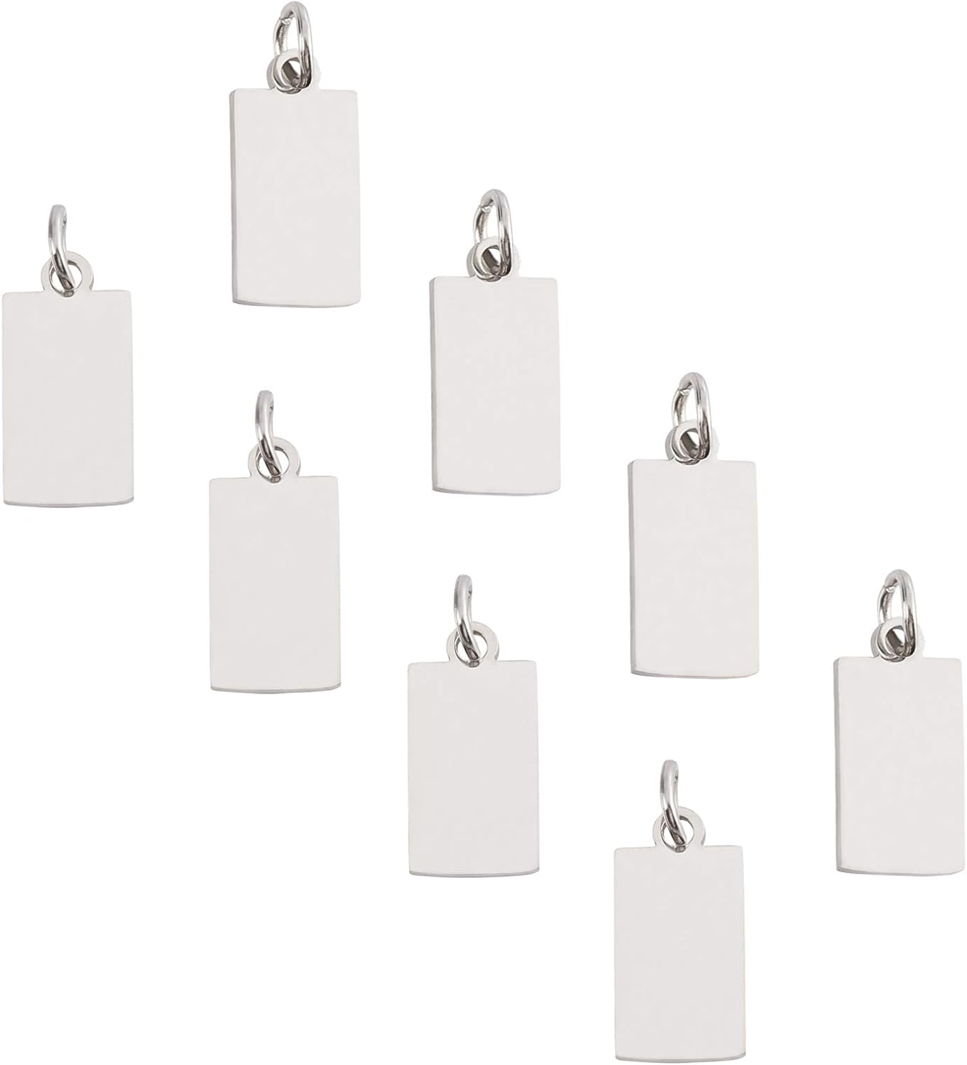Amazon.co.jp UNICRAFTALE 約8個 15mm ネームタグ 304ステンレスチャーム ブランクタグ ブランク ペンダント