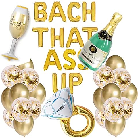 HEETON Bachelorette Party Bach That Balloon Banner Brunch Bridal Shower Party Decorations Nash Bachelorette Party Sign Gold Floral Decorations for Bridal Shower Bubbly Bar Cover