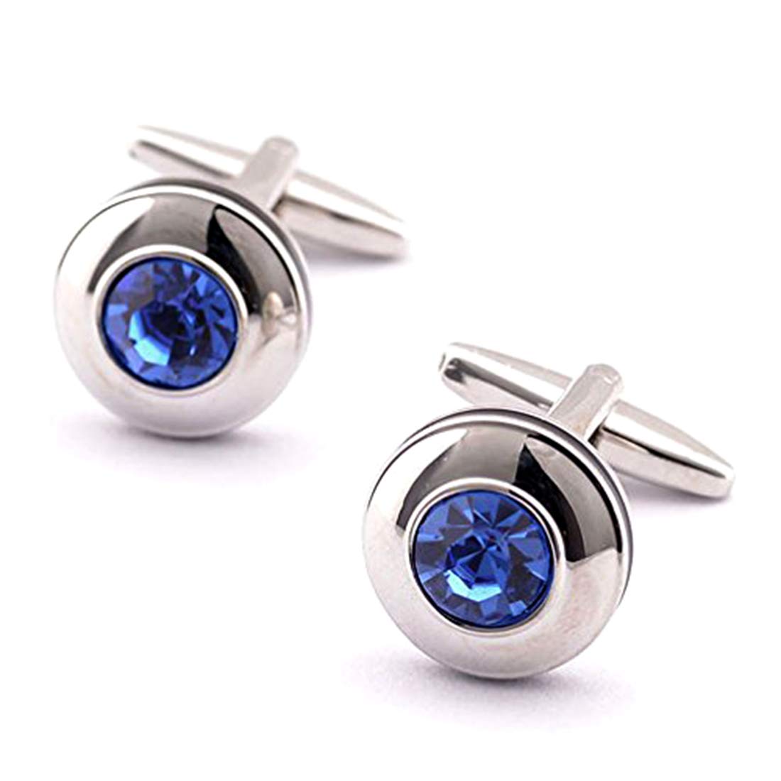 Peora Silver Plated Circular Blue Crystal Cufflinks for Men Boys Wedding Corporate Business Gift (B07PFKP7MK) Amazon Price History, Amazon Price Tracker