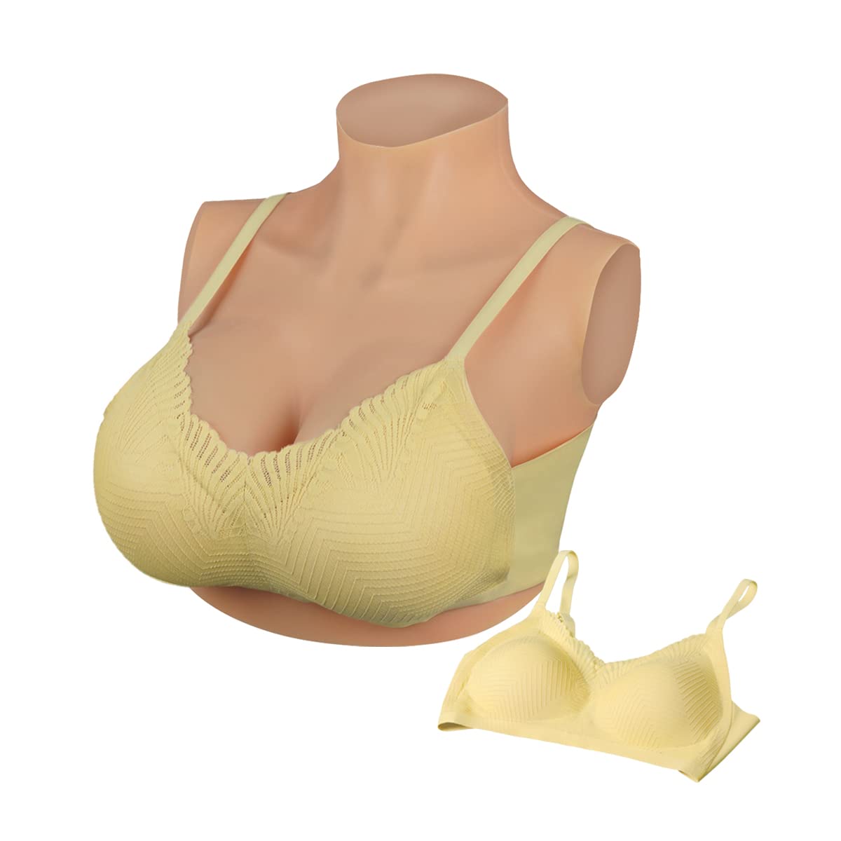 Peikey Silikon Brüste, [Kurze Version] Künstliche Brüste mit Geeignete BH, Realistisch Silikonbrustplatten Brustformen für Crossdresser, Natürlicher Hautton-Leichte Baumwollfüller, B Körbchen | Künstliche Brüste mit Geeignete BH, Realistisch Silikonbrustp