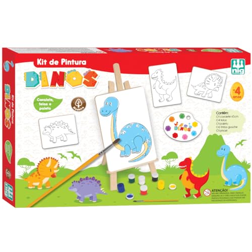 Nig Brinquedos Kit de Pintura Infantil com Cavalete Dinossauro