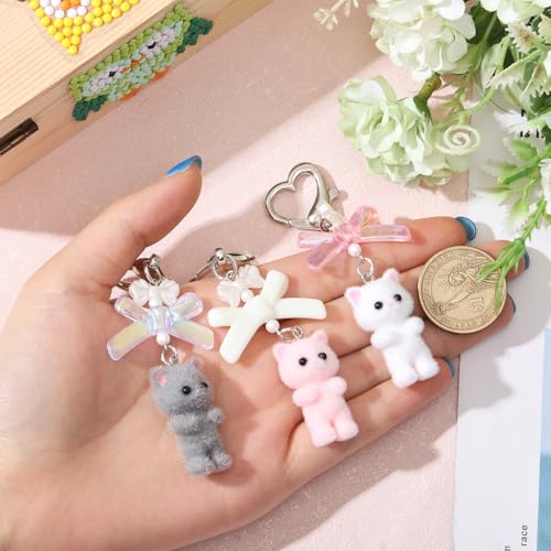 3pcs Cute Cat Fuzzy Kitty Cat Keychain Tote Pendant Keyring for Car Keys Handbags Backpacks Mobile Phone Chain Pendant Gifts3