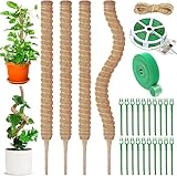 NCKIHRKK 4 Pezzi Bastone di Muschio Pieghevoli, 70 cm Palo per Fibra di Cocco per Piante, Supporti per Piante per Monstera, Sostegno per Piante Piante Rampicanti per Casa Giardino Balcone