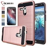 Alcatel One Touch Fierce XL Case, Aomax Hard Silicone Rubber Hybrid Armor Shockproof Protective Holster Cover Case With HD Screen Protector For Alcatel One Touch Fierce XL 5054 (VLS ARMOR Rose Gold)