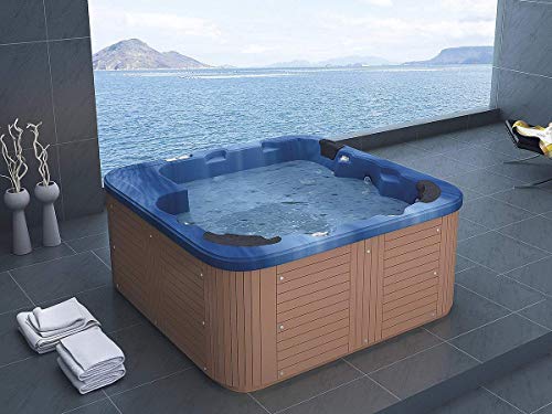 Outdoor Whirlpool Hot Tub Troja Spa Farbe Blau mit 44 Massage Düsen + Heizung + Ozon Reinigung + LED Beleuchtung für 5- 6 Personen für Außen-2