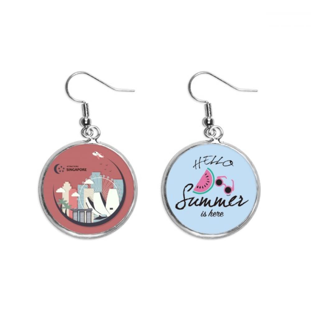 Pendientes de sandía y luna de Singapur para lóbulo de mujer 5