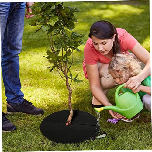 NASSMOSSE Lot de 4 tapis de protection réutilisables en non-tissé pour lutter contre les mauvaises herbes Noir Diamètre extérieur 82 cm – vue 2