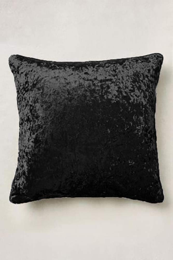 Value Comfort Home Set of 2 - Large Luxury Super Soft CRUSHED VELVET Filled Cushions - Colour Options Black (2)