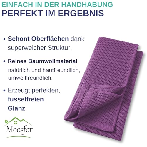 Moosfor Geschirrtücher 100% Baumwolle, 6er Set 30 x 30 cm, Weiche Geschirrhandtücher Küchenhandtücher Saugfähig Küchentücher Dicke Premium Geschirrtuch Spüllappen Putzlappen, Lila