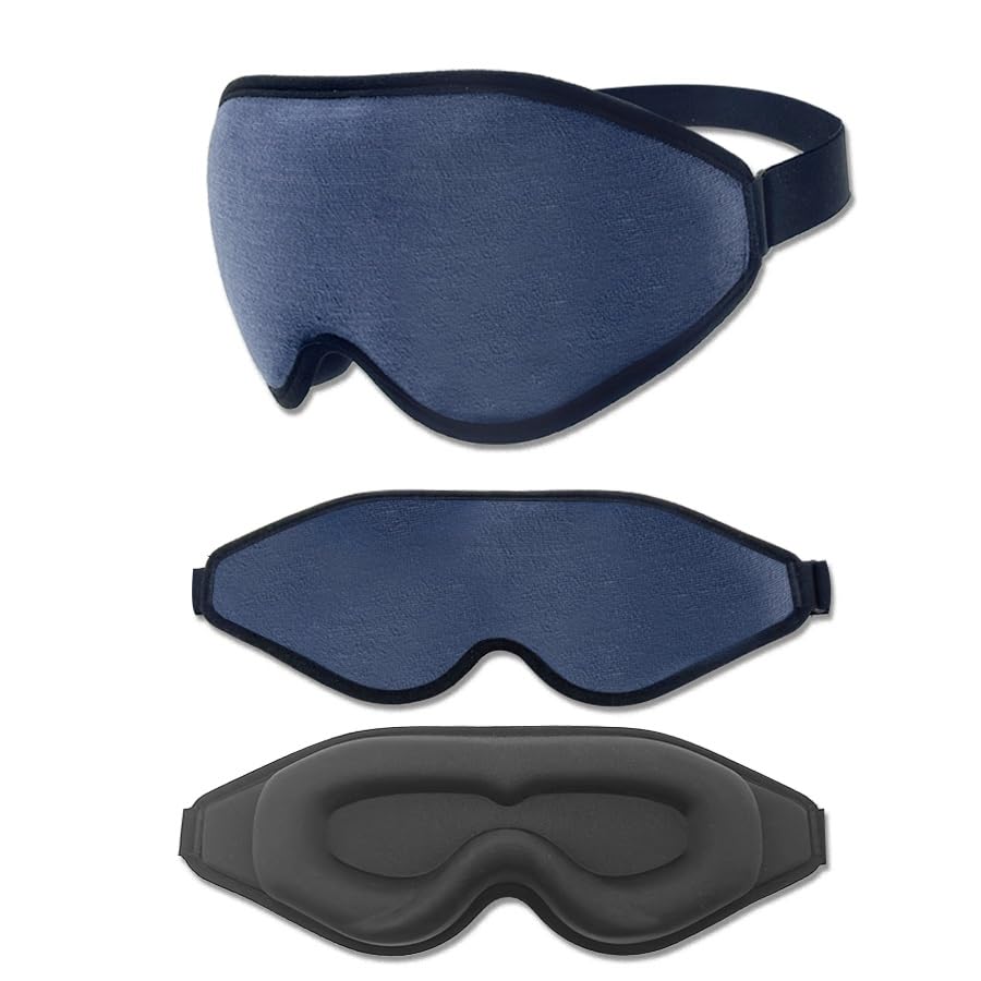 Lewis N. Clark Contoured Eye Mask + Sleep Aid to Block Light for Travel Hotel, Airport, Insomnia + Headache Relief with Adjustable Straps