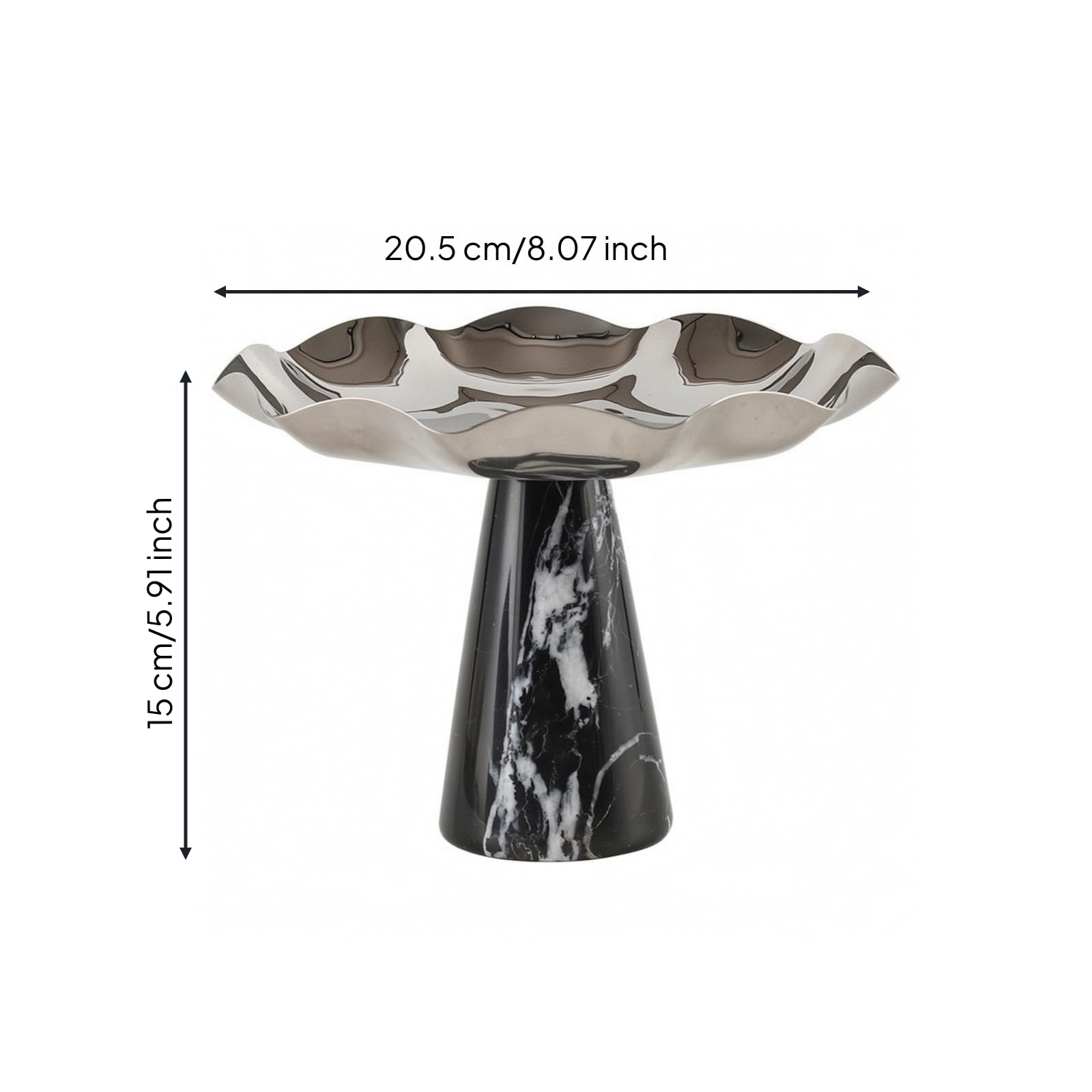 Klassisch Schale mit Gewelltem Rand | Elegantes Design für Tischdeko, Dekoschale mit Podest, Modern, Ablageschale, Esstisch, Küchentheke