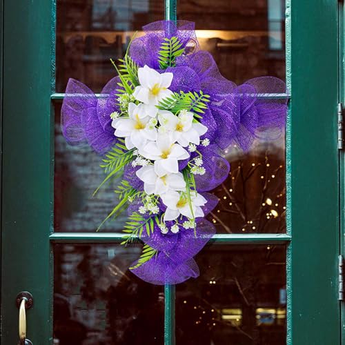 Porte de couronne de Pâques rustique avec feuillage artificiel durable - 3