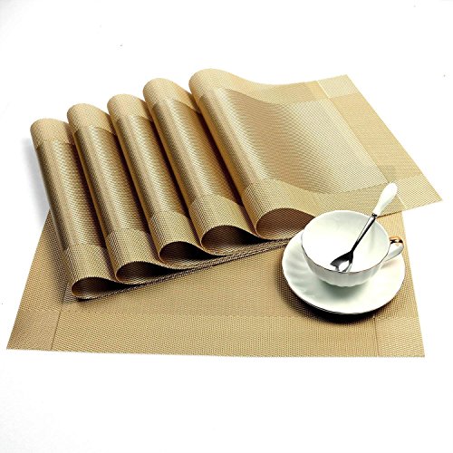 Image of Placemats Heat-Resistant PVC Placemat for Dining Table Woven Vinyl Stain Resistant Table Mats Easy to Clean. (4)