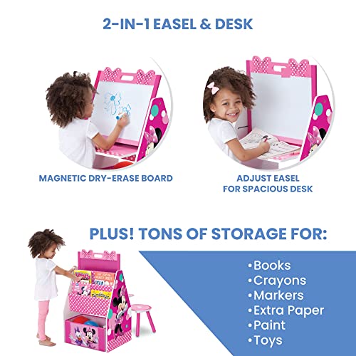 Image of Delta Children Deluxe Kids Art Table | Easel, Desk, Stool, Toy Organizer, Disney Minnie Mouse