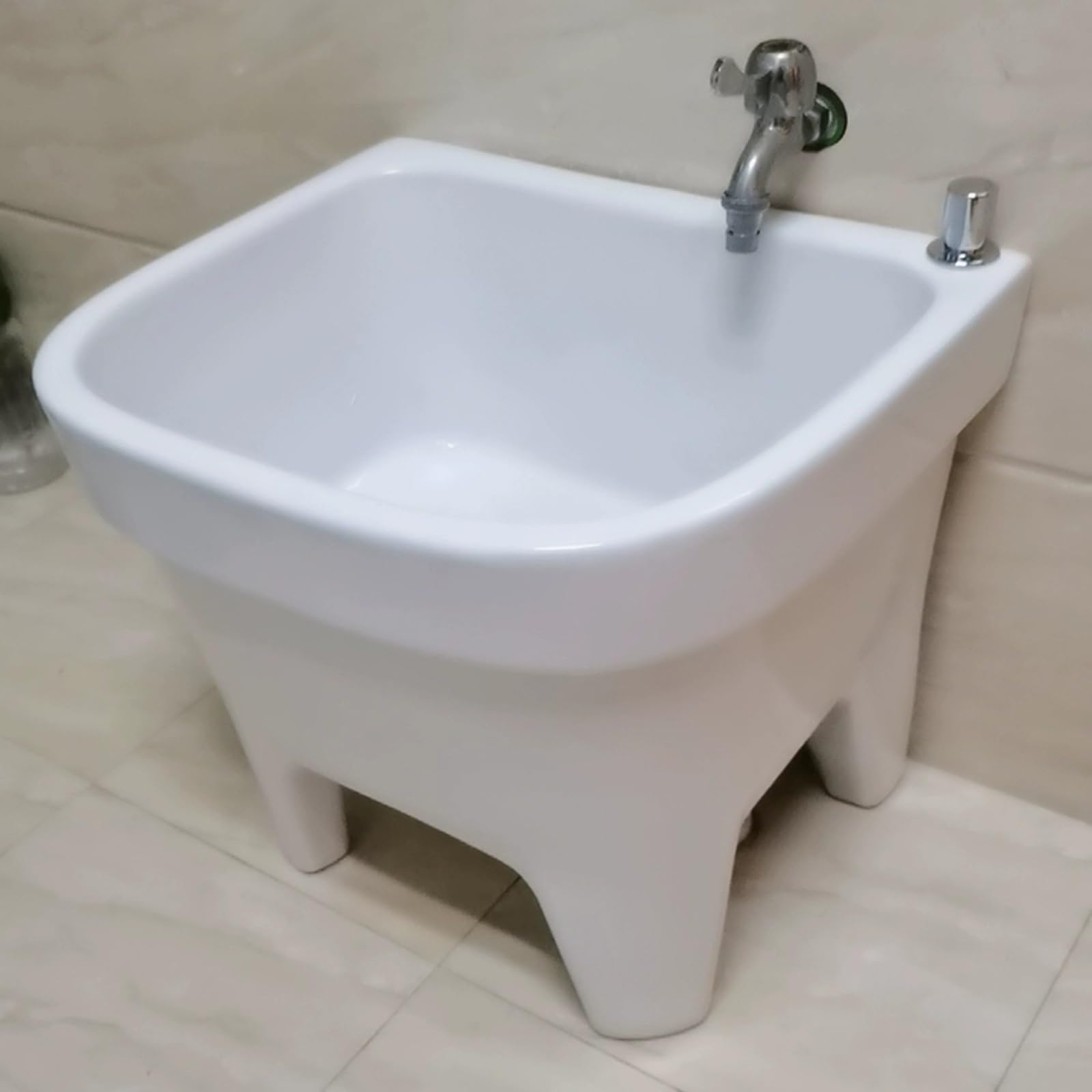 Fregadero grande de cerámica con drenaje OneTouch, perfecto para lavandería, garaje, estudio de arte, invernadero, duradero, fácil de limpiar, versátil