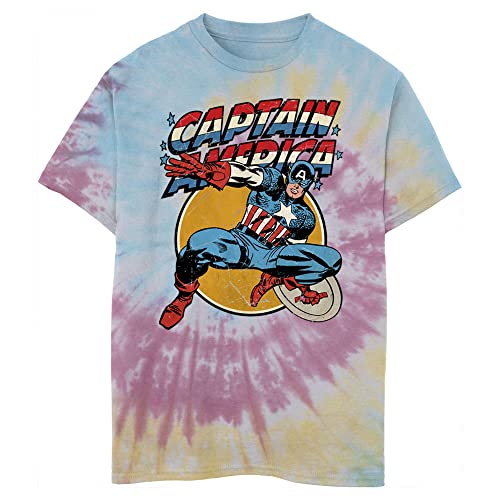 T-shirt Captain Marvel pour garçon bleu et rose en taille S