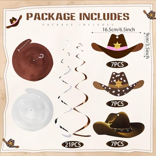 Image of Maxdot 42 Pcs Western Cowboy Party Decorations Wild West Hanging Swirl Cowboy Hat Ceiling Streamers for Adults Cowgirl Boys Birthday Party Decorations Supplies(Classic Style)