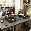 WESTREE-Dual-Monitor-Stand-Riser-with-Two-Drawers-Extra-Large-Storage-Monitor-Stand-for-2-Monitors-Desktop-Oraganizer-Stand-for-ComputerLaptopScreenPrinterTV WESTREE Dual Monitor Stand Riser with Two Drawers, Extra Large Storage Monitor Stand for 2 Monitors, Desktop Oraganizer Stand for Computer,Laptop,Screen,Printer,TV