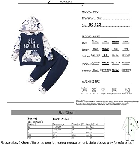 ROSEBEAR Baby Boys Clothes Set Outfits Top Toddler Sweatshirts Pants Sets Newborn Dinosaur Printed Pullover Infant Hoodies, Navy
