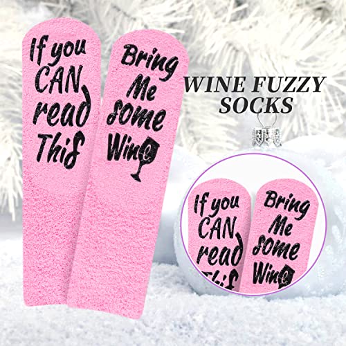 Image of Benefeet Sox Women Wine Sock Fuzzy If You Can Read This Bring Me Wine Socks Funny Gifts Mom Novelty Fluffy Cozy Saying Sock