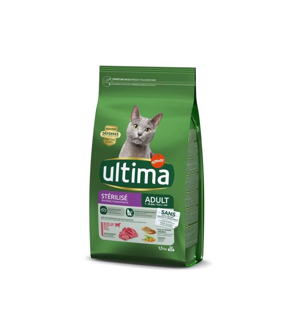 Croquettes au boeuf chat stérilisé ultima alimentation chat adulte
