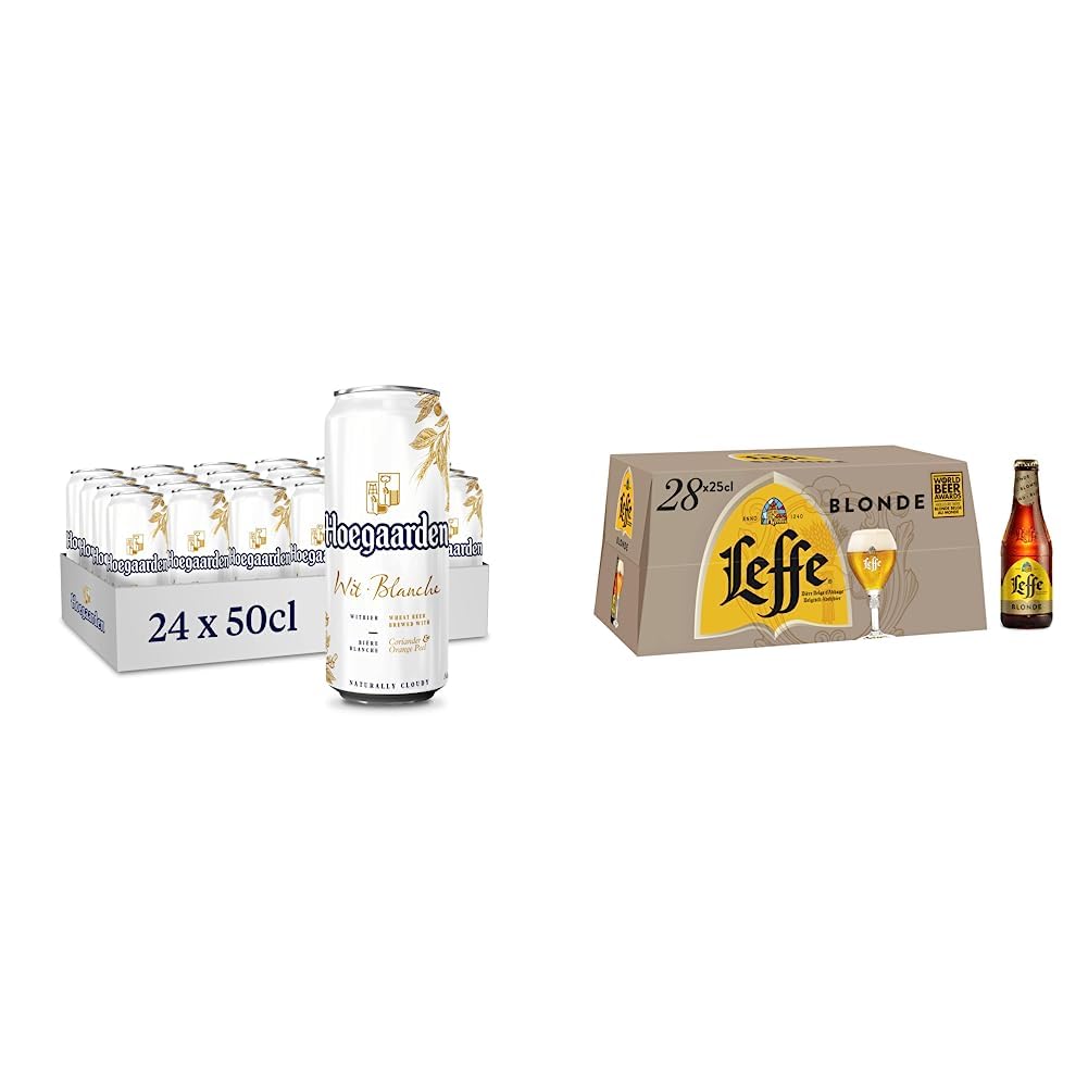Bière Hoegaarden Blanche 4.9% & Bière Leffe Blonde 6.6% Pack 28 Bouteilles 25cl