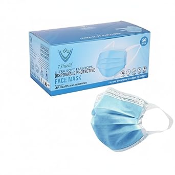 Kids Size CE and ISO Certified Blue Surgical Mask - Extra Soft Fabric Ear Loop, Inbuilt Plastic Coated Nose Pin, Unisex Design, (50-Pack)