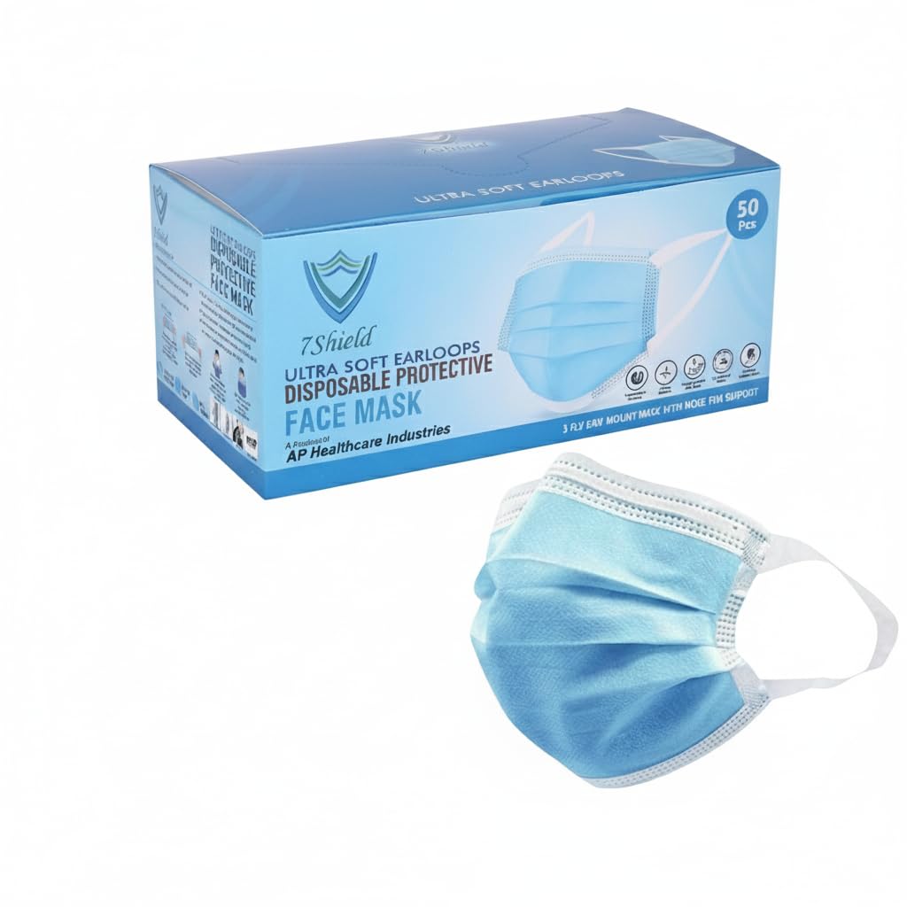 7Shield Kids Size CE and ISO Certified mask with Extra soft Fabric ear loop and Inbuilt Plastic coated Nose pin unisex mask soft fabric Ear loop Kids size Mask Hygienic Box Pack-picture-27