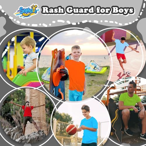 Image of Semois Boys Rash Guard Swim Shirt Short Sleeve Swimwear Toddler Kids Youth Rashguard Water Shirt UPF+ 50 Quick Dry Shirt