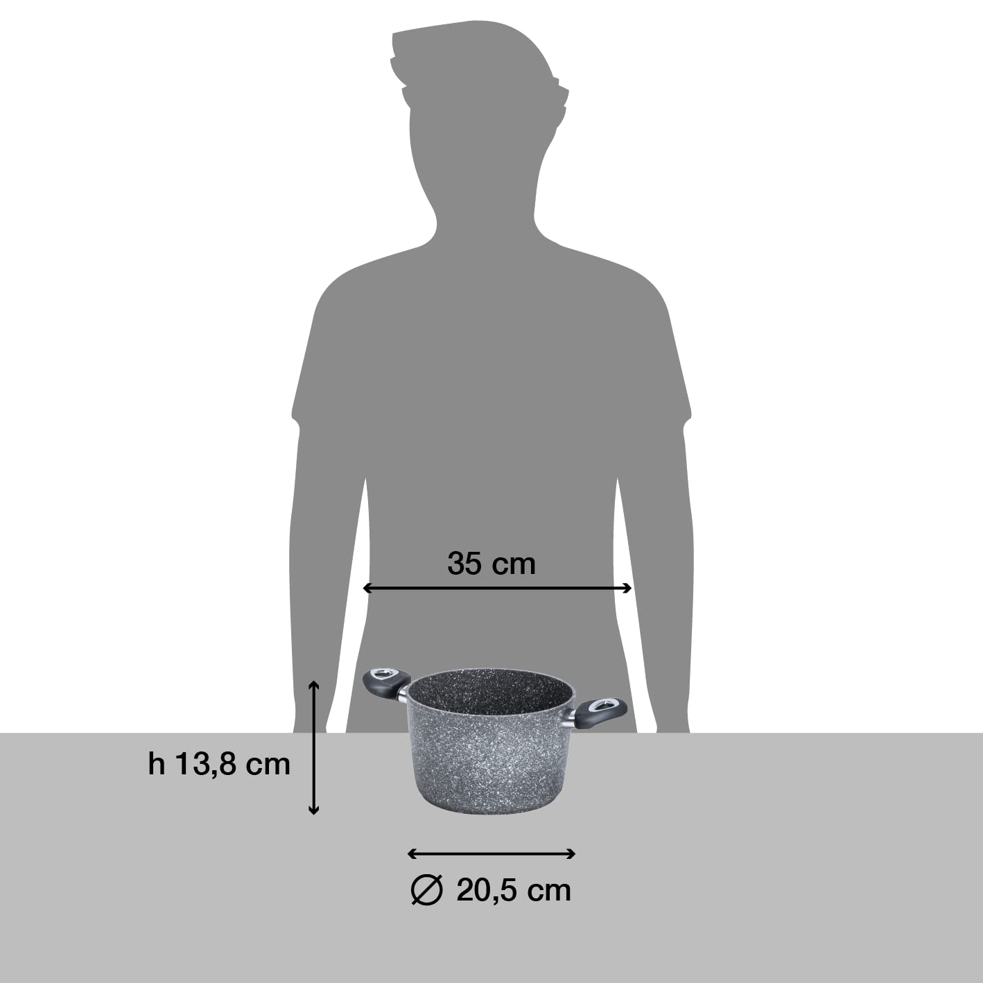 Aeternum, Madame Petravera 3.0, Pentola Antiaderente, Ideale per Induzione, Diametro 20 cm, Full Induction, Grigio