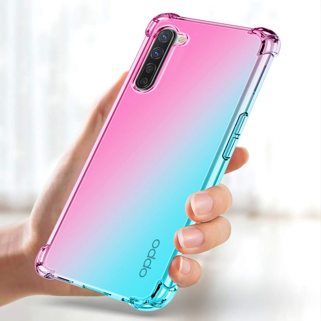 HAOYE TPU Hülle Für Oppo Find X2 Neo – Farbverlauf Lila/blau, Stoßfest, Transparent