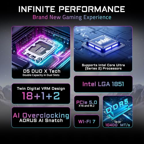Image of GIGABYTE Z890 AORUS Tachyon Duo X ICE Intel LGA 1851 EATX Motherboard, Support Core Ultra (Series 2), DDR5, 18+1+2 Power Phase, 4X M.2, PCIe 5.0, Thunderbolt 4, WiFi7, 5GbE, EZ-Latch, D5 Bionic Corsa