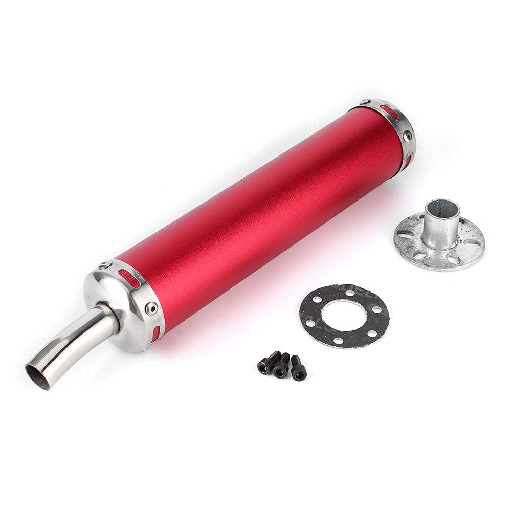 Silenziatore di scarico in acciaio inossidabile, parti modificate del silenziatore di scarico 20 mm/0,8 pollici per moto a 2 tempi(Rosso)