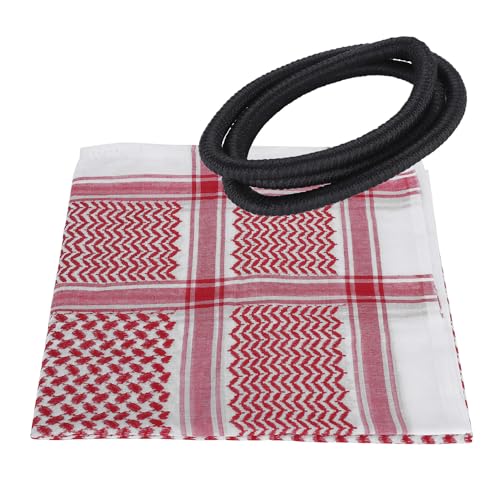 Image of PENINSULA LOVE Men Arab Shemagh keffiyeh Scarf Muslim Turban Middle East Desert Hijab Head Wrap Shemagh with Aqel Rope 54x54