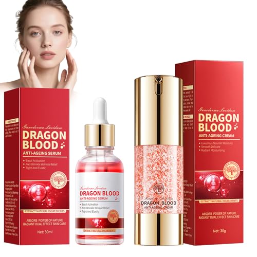 Virecose 30g Crema Antiarrugas Sangre de Dragón y 30ml Suero Antiarrugas Sangre de Dragón, Dragon 's Blood Easy Cream, Crema Facial Piel Hidratante y Reafirmante