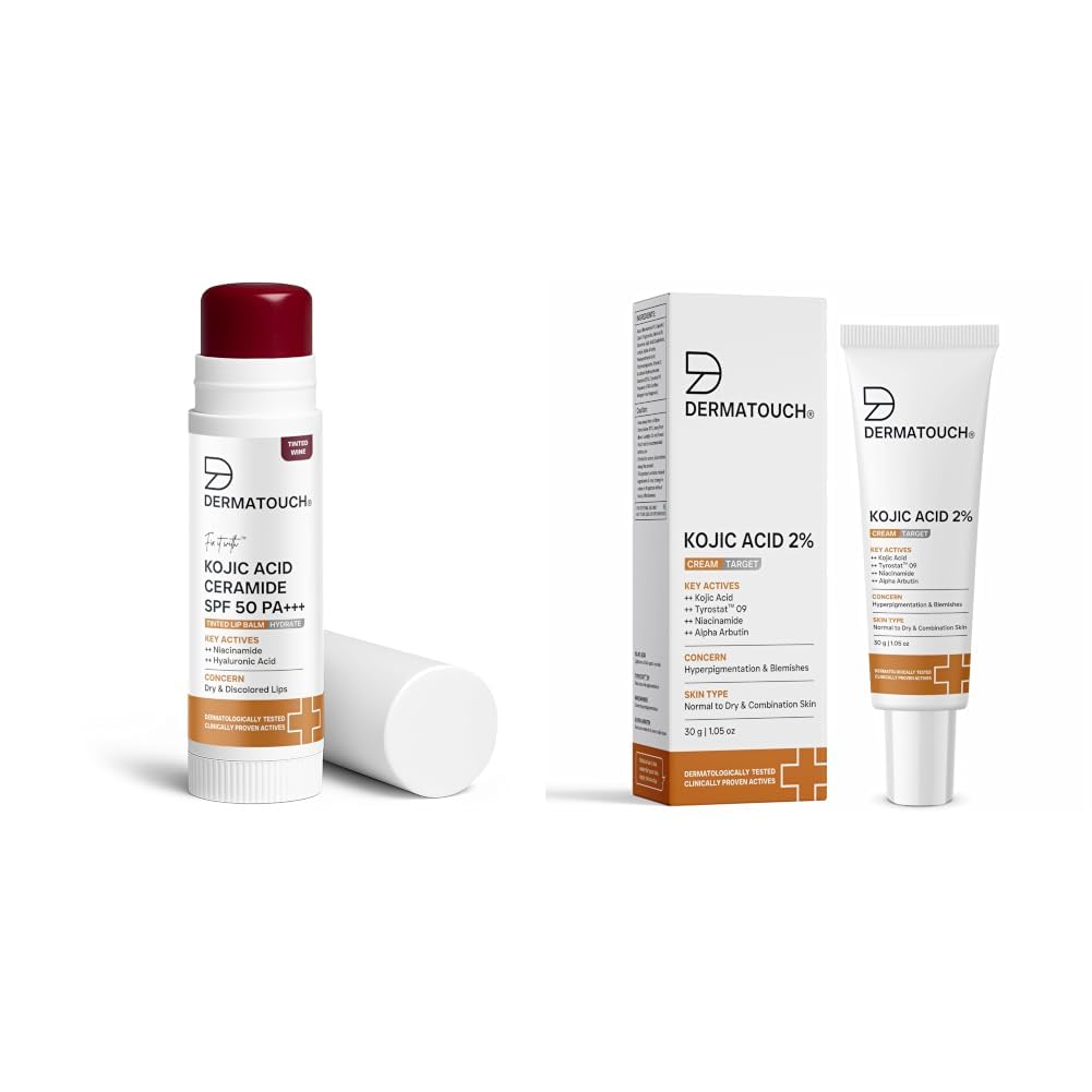 DERMATOUCH Kojic Acid Ceramide SPF 50 PA+++ Tinted Wine Lip Balm - 5g & Kojic Acid 2% Brightening Cream with Niacinamide & Tyrostat 30g-picture-18