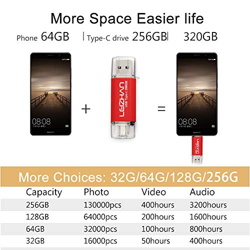 Clé USB Type C 256 Go USB 3.0 OTG rouge pour smartphone