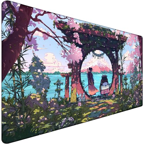 AREYTECO Tapete de rato para jogos, tapete de rato grande para jogos, durável tapete de rato estendido de 31,5 x 15,7 polegadas com bordas costuradas, base antiderrapante impermeável,