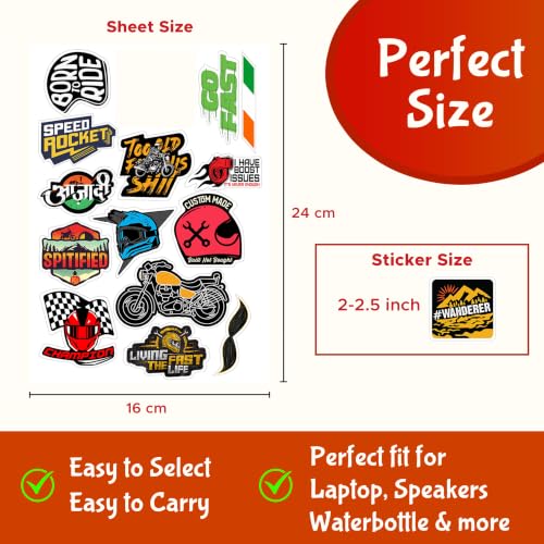 Image of Reusable Self-Adhesive Sticker For Bike Pack Of 50 Waterproof Stylish-Reusable Self-Adhesive Sticker s For Helmet,Tank,Visor-Great Gift For Riders,Bikers,Vinyl