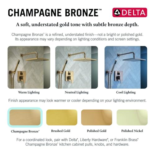 Image of Delta Ashlyn 17 Series Dual-Function Shower Faucet Set with In2ition 2-in-1 Dual Shower Head with Handheld Spray, Gold 2-Handle Valve Trim Kit, Champagne Bronze T17264-I-CZ (Valve Not Included)