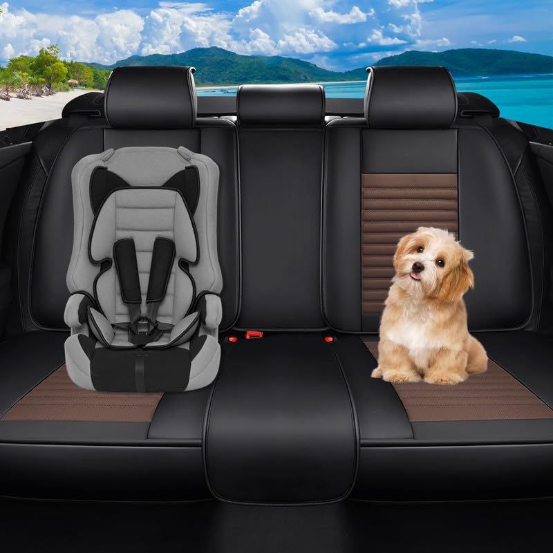 Image of Seat Covers Full Set Fit for Chevy /Chevrolet Trax 2015-2026, Black&Brown